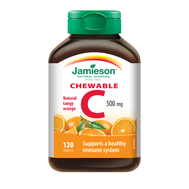 Jamieson Vitamin C 500 mg, tablete za žvakanje s prirodnim okusom naranče