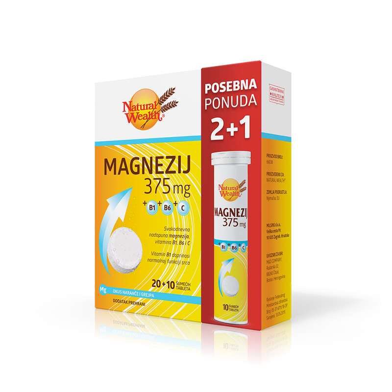 Magnezij 375 mg +B1+B6+C promo pakiranje 20+10