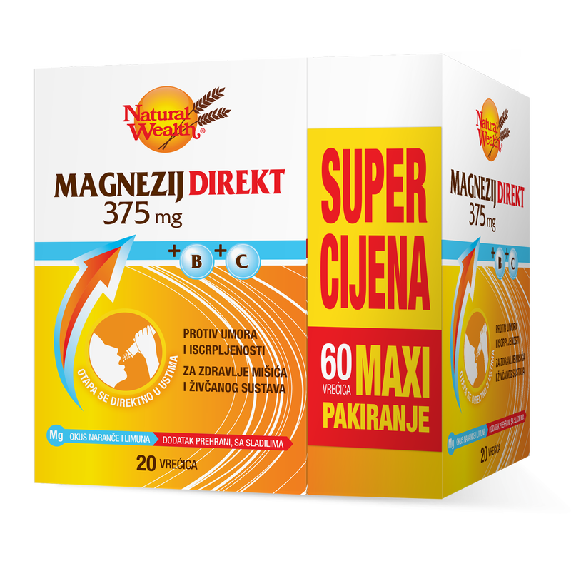Magnezij Direkt 375 mg +B+C maxi pakiranje